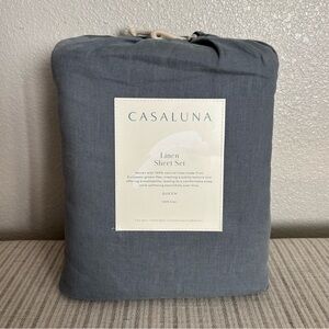 NWT Queen 100% Linen Sheet Set Mineral Blue - Casaluna